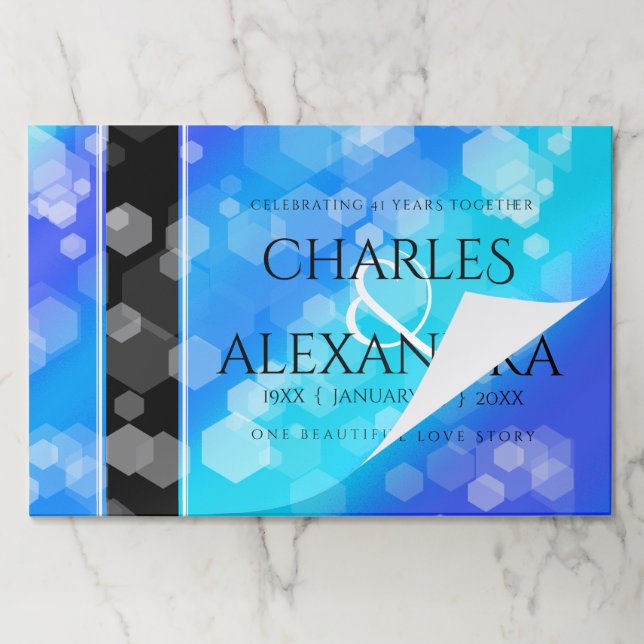 Elegant 41st Blue Topaz Wedding Anniversary Paper Pad (Folded)