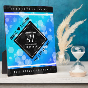 Elegant 41st Blue Topaz Wedding Anniversary Plaque