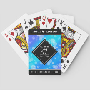 Elegant 41st Blue Topaz Wedding Anniversary Poker Cards
