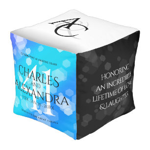 Elegant 41st Blue Topaz Wedding Anniversary Pouf