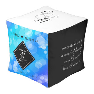 Elegant 41st Blue Topaz Wedding Anniversary Pouf