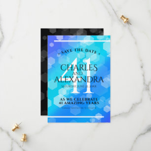 Elegant 41st Blue Topaz Wedding Anniversary Save The Date