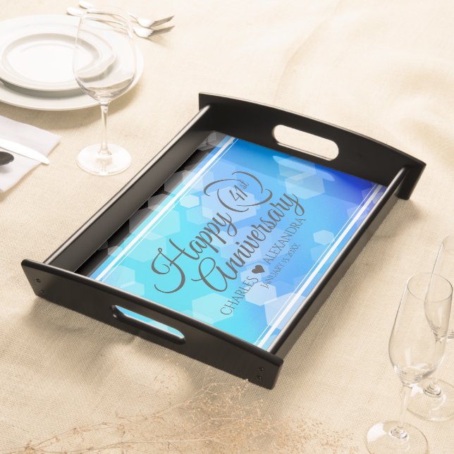 Elegant 41st Blue Topaz Wedding Anniversary Serving Tray (Front)