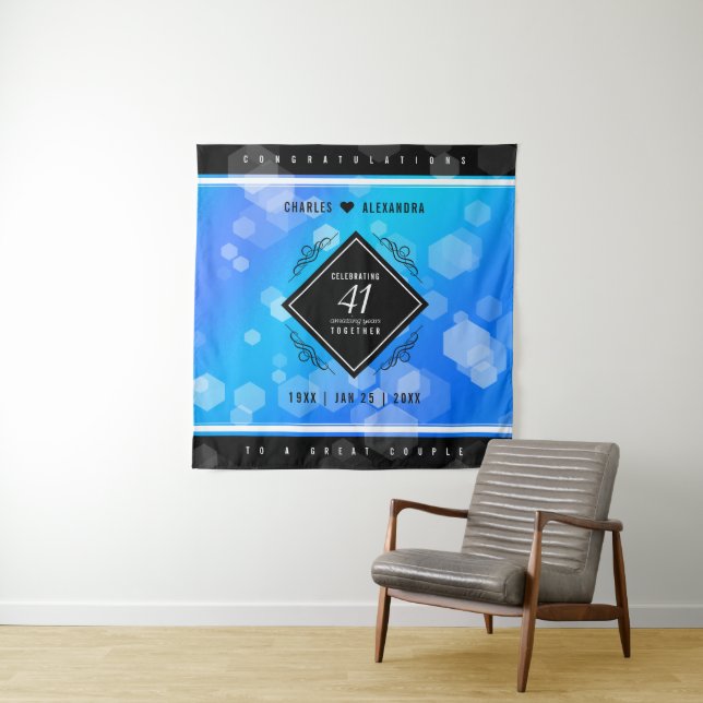 Elegant 41st Blue Topaz Wedding Anniversary Tapestry (In Situ)