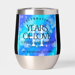 Elegant 41st Blue Topaz Wedding Anniversary Thermal Wine Tumbler