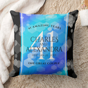 Elegant 41st Blue Topaz Wedding Anniversary Throw Pillow