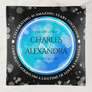 Elegant 41st Blue Topaz Wedding Anniversary Trinket Tray