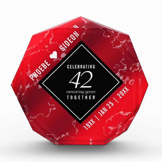 Elegant 42nd Jasper Wedding Anniversary Acrylic Award (Front)