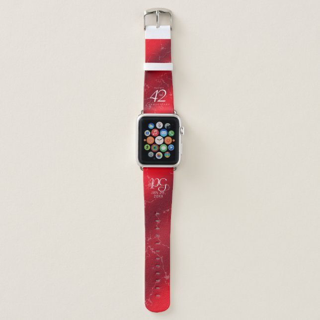 Elegant 42nd Jasper Wedding Anniversary Apple Watch Band (Front)