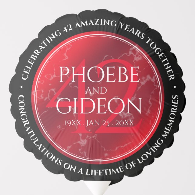 Elegant 42nd Jasper Wedding Anniversary Balloon (Front)