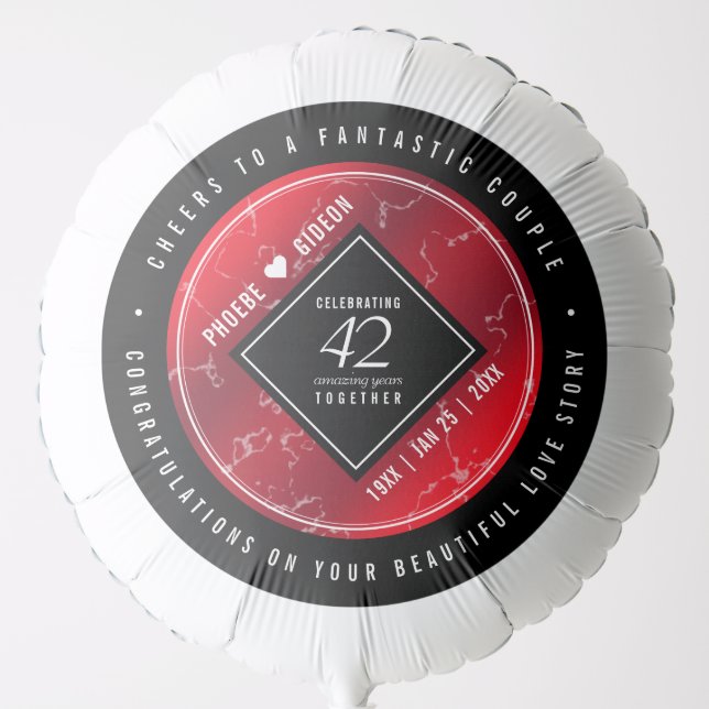 Elegant 42nd Jasper Wedding Anniversary Balloon (Front)
