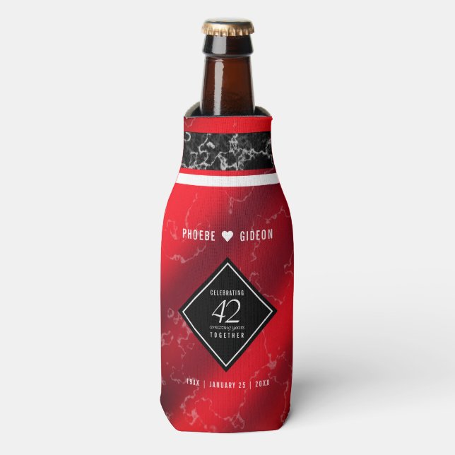 Elegant 42nd Jasper Wedding Anniversary Bottle Cooler (Bottle Front)