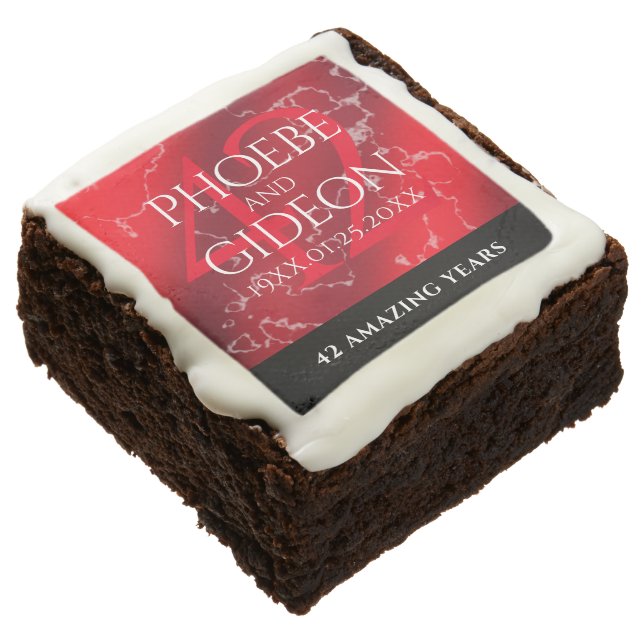 Elegant 42nd Jasper Wedding Anniversary Brownie (Angled)