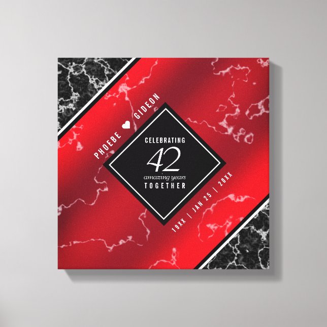 Elegant 42nd Jasper Wedding Anniversary Canvas Print (Front)