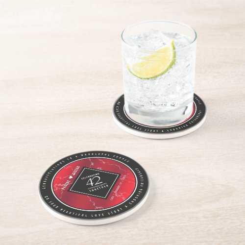 Elegant 42nd Jasper Wedding Anniversary Coaster