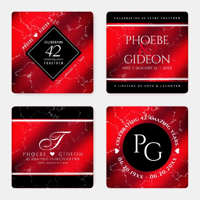 Elegant 42nd Jasper Wedding Anniversary Coaster Set (Set)