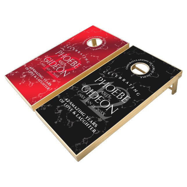 Elegant 42nd Jasper Wedding Anniversary Cornhole Set (Angled)