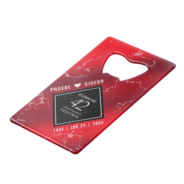 Elegant 42nd Jasper Wedding Anniversary Credit Card Bottle Opener (Front Angled)