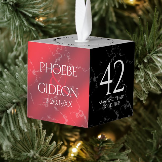 Elegant 42nd Jasper Wedding Anniversary Cube Ornament (Tree)