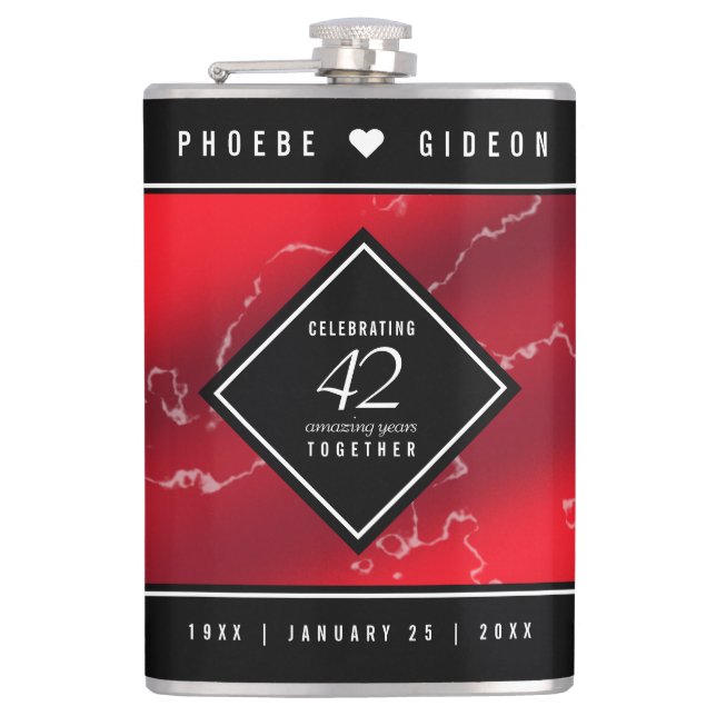Elegant 42nd Jasper Wedding Anniversary Flask (Front)