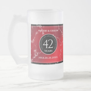 Elegant 42nd Jasper Wedding Anniversary Frosted Glass Beer Mug