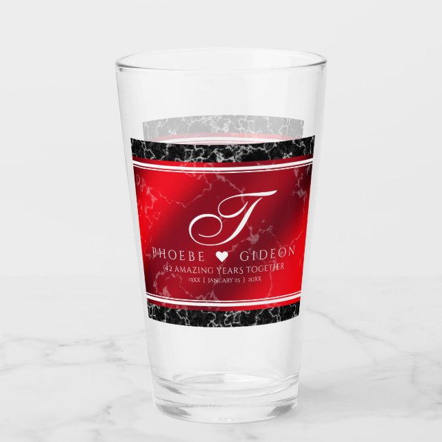 Elegant 42nd Jasper Wedding Anniversary Glass (Front)
