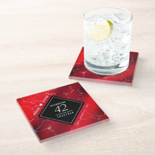 Elegant 42nd Jasper Wedding Anniversary Glass Coaster