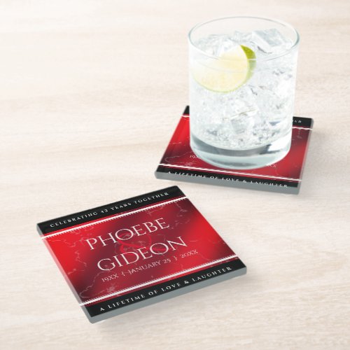 Elegant 42nd Jasper Wedding Anniversary Glass Coaster