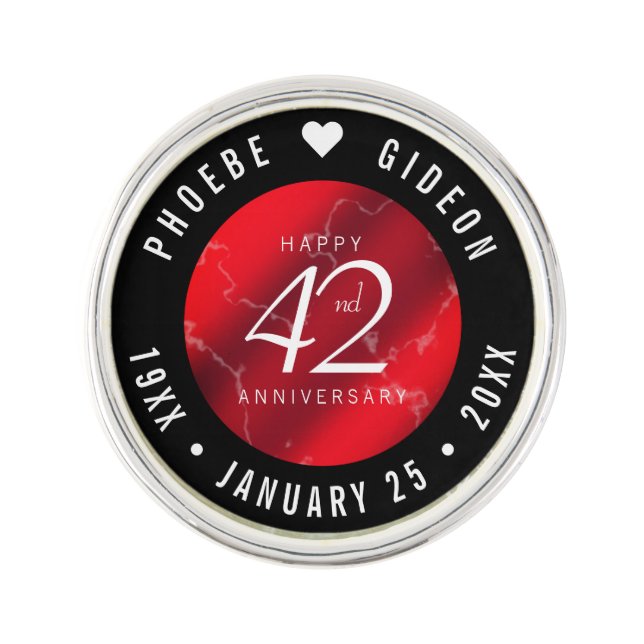Elegant 42nd Jasper Wedding Anniversary Lapel Pin (Front)