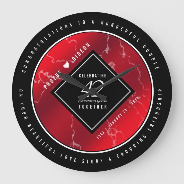 Elegant 42nd Jasper Wedding Anniversary Large Clock (Front)