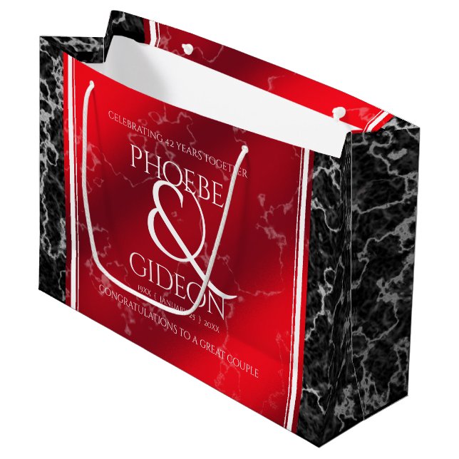 Elegant 42nd Jasper Wedding Anniversary Large Gift Bag (Front Angled)