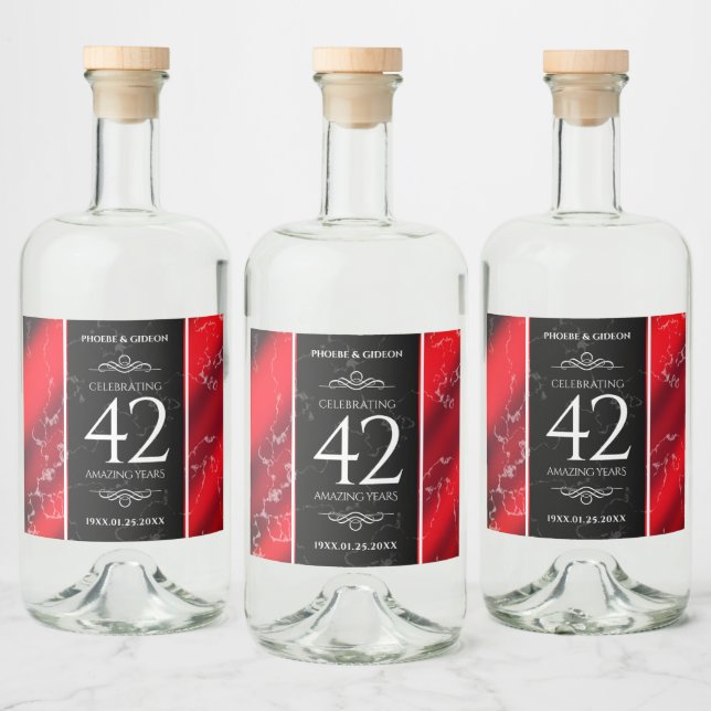 Elegant 42nd Jasper Wedding Anniversary Liquor Bottle Label (Bottles)