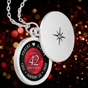 Elegant 42nd Jasper Wedding Anniversary Locket Necklace