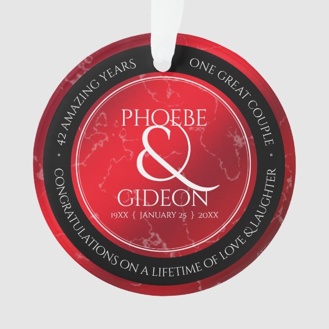 Elegant 42nd Jasper Wedding Anniversary Ornament (Front)