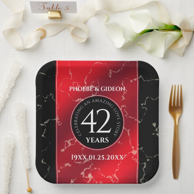 Elegant 42nd Jasper Wedding Anniversary Paper Plates (Wedding)
