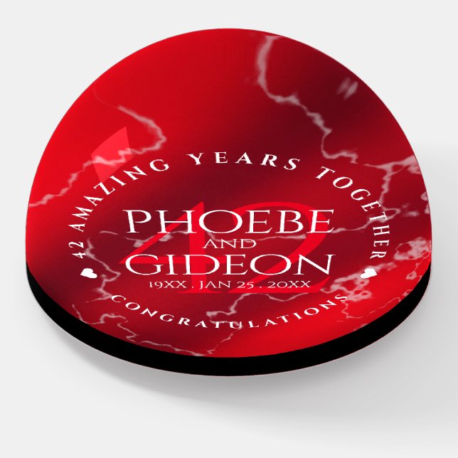 Elegant 42nd Jasper Wedding Anniversary Paperweight (Angled)