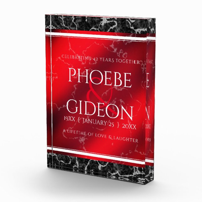 Elegant 42nd Jasper Wedding Anniversary Photo Block (Right)