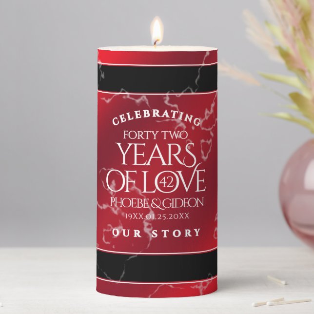 Elegant 42nd Jasper Wedding Anniversary Pillar Candle (In Situ)