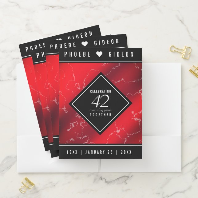 Elegant 42nd Jasper Wedding Anniversary Pocket Folder (In Situ)