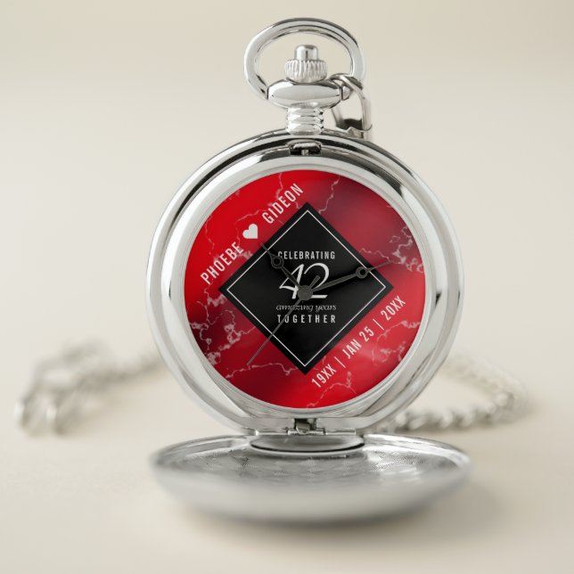 Elegant 42nd Jasper Wedding Anniversary Pocket Watch (Inside)