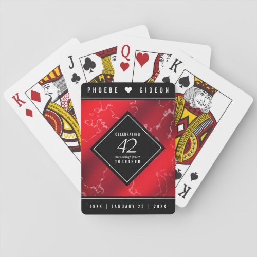 Elegant 42nd Jasper Wedding Anniversary Poker Cards