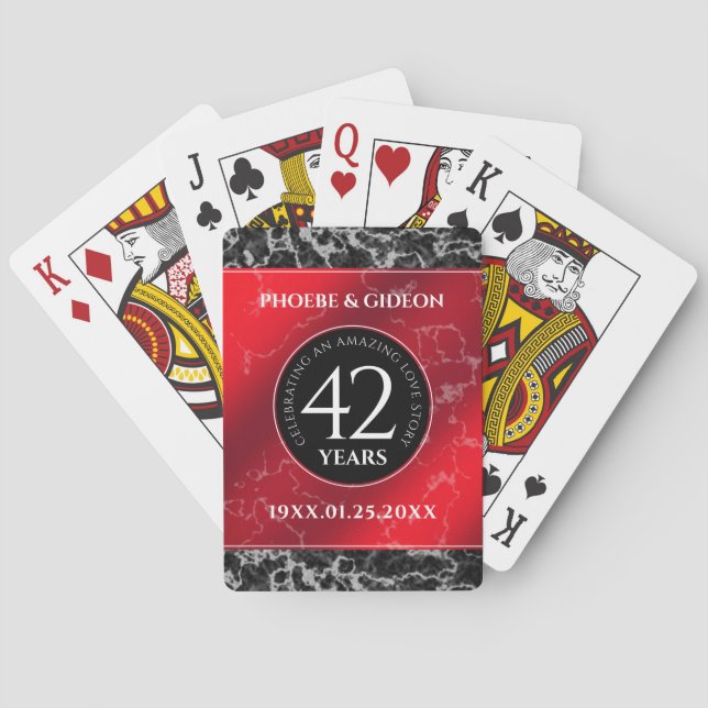 Elegant 42nd Jasper Wedding Anniversary Poker Cards (Back)