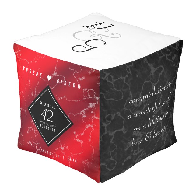 Elegant 42nd Jasper Wedding Anniversary Pouf (Angled Front)