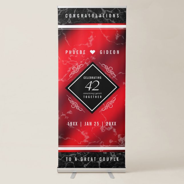 Elegant 42nd Jasper Wedding Anniversary Retractable Banner (Front)