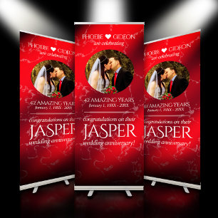 Elegant 42nd Jasper Wedding Anniversary Retractable Banner