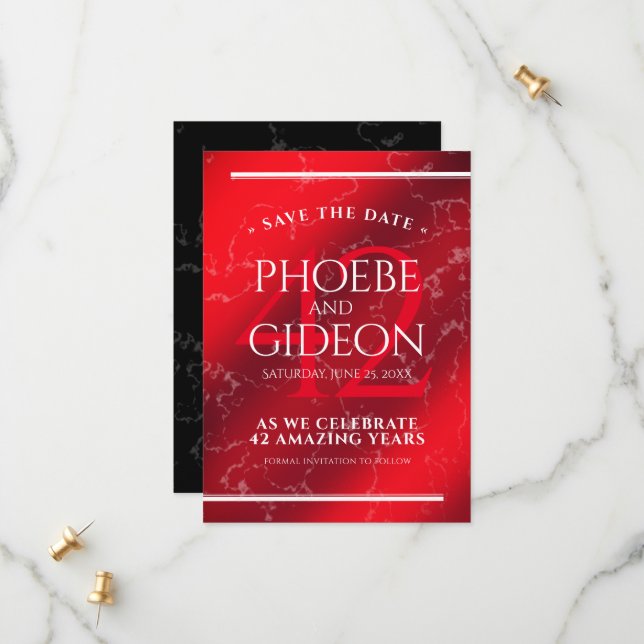 Elegant 42nd Jasper Wedding Anniversary Save The Date (Front/Back In Situ)