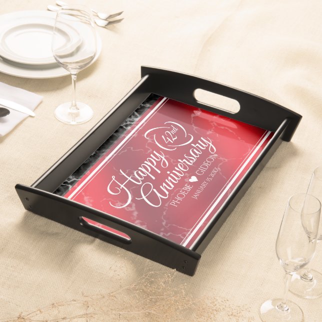 Elegant 42nd Jasper Wedding Anniversary Serving Tray (Front)