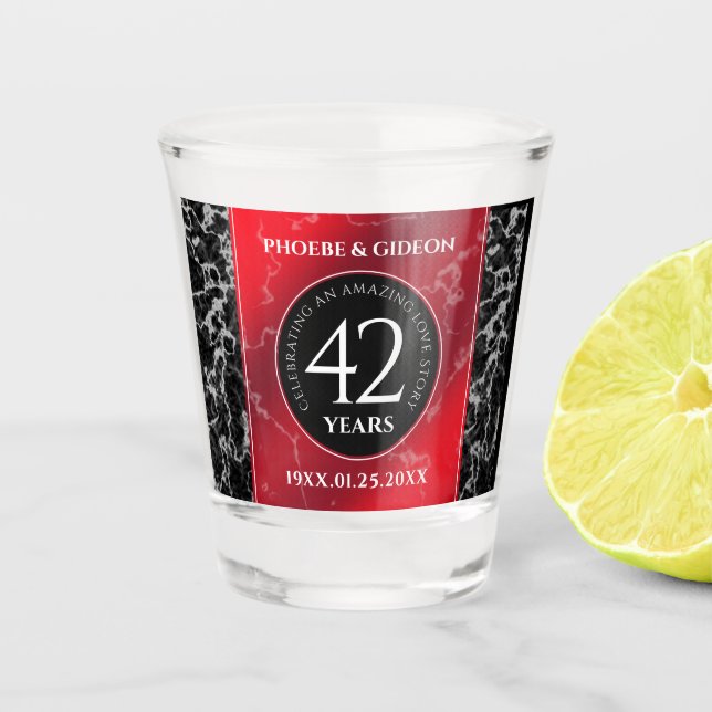 Elegant 42nd Jasper Wedding Anniversary Shot Glass (Front)