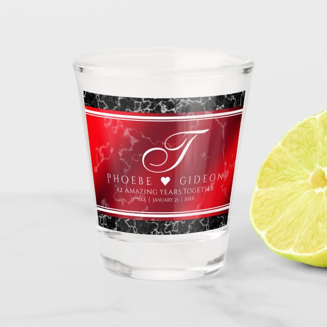 Elegant 42nd Jasper Wedding Anniversary Shot Glass (Front)