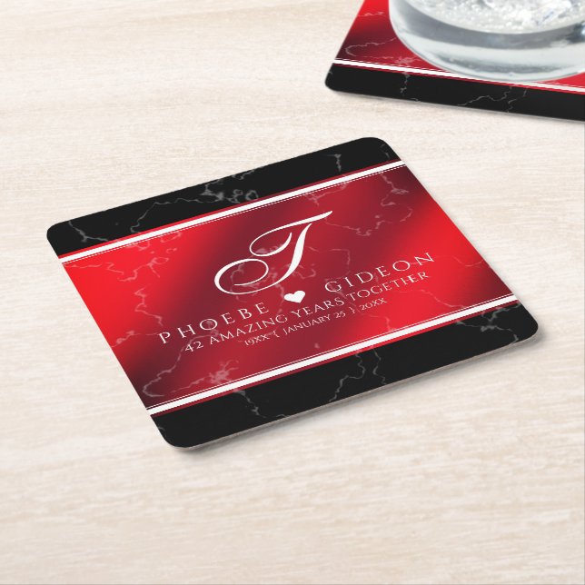 Elegant 42nd Jasper Wedding Anniversary Square Paper Coaster (Angled)